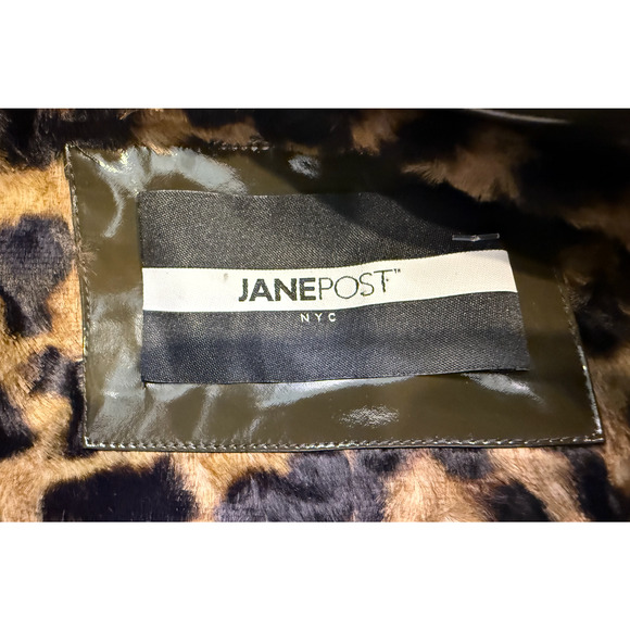 JANE POST ARMY ICONIC LEOPARD FAUX FUR LINED PRINCESS RAIN SLICKER COAT JACKET S - Picture 12 of 16
